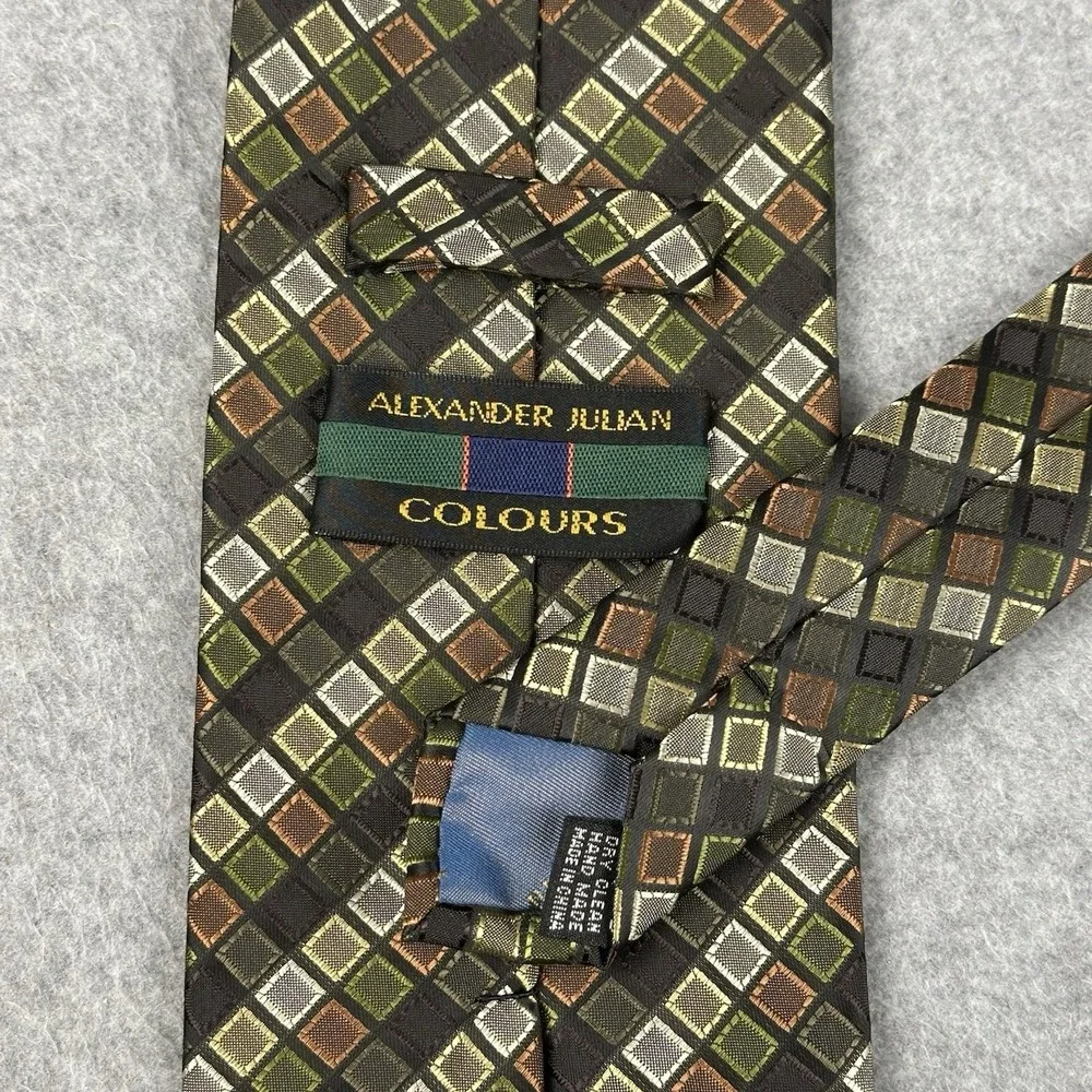 Alexander Julian Colours Tie Hanky Cufflinks Set Geometric Woven‎ Boxed 58x3.75